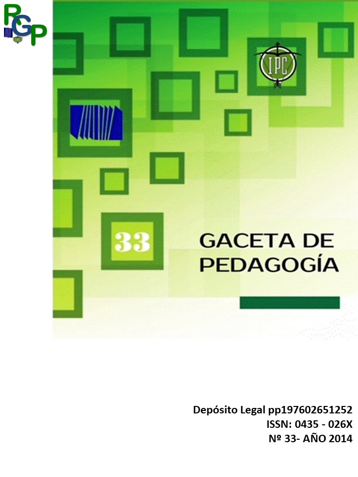 					View No. 33 (2014): GACETA DE PEDAGOGÍA Journal
				