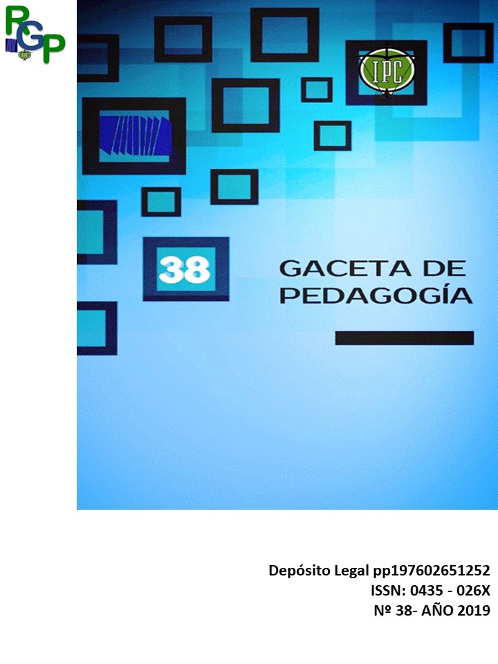 					View No. 38 (2019): GACETA DE PEDAGOGÍA Journal
				