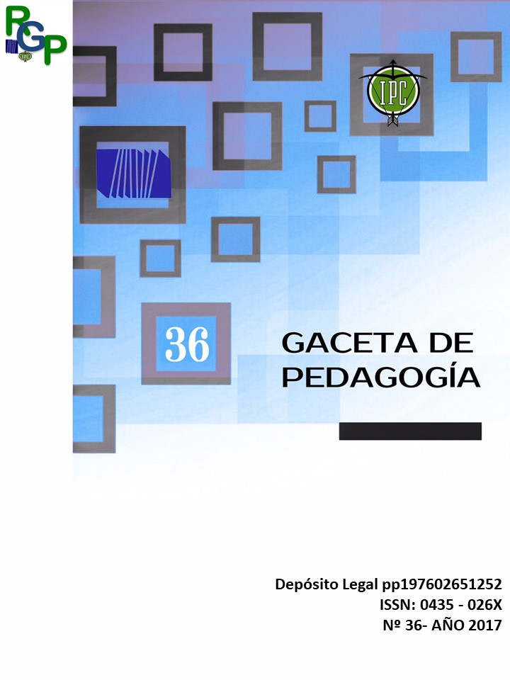 					Ver Núm. 36 (2017): GACETA DE PEDAGOGÍA
				
