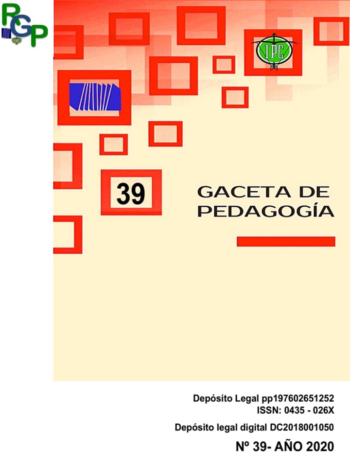 					Ver Núm. 39 (2020): GACETA DE PEDAGOGÍA
				