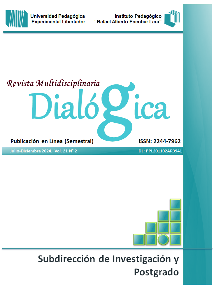 					Ver Vol. 21 Núm. 2 (2024): Dialógica, Revista Multidisciplinaria Julio-Diciembre 2024, Vol. 21 Nº 2.
				